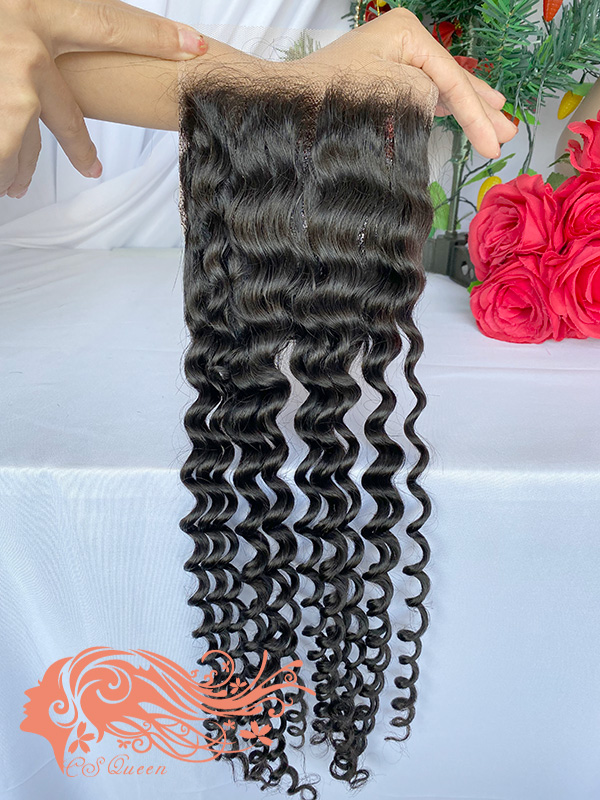 Csqueen Raw Burmese curly 5*5 Transparent Lace Closure 100% Human Hair